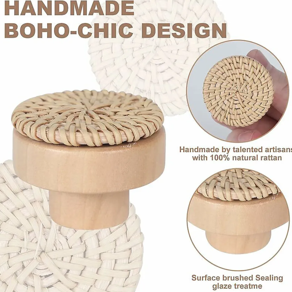 Lot de 12 poignées rondes pour commode, tiroirs et commodes en bois avec vis