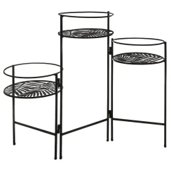 Lot de 3 portes plante en métal Leaf noir