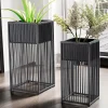 Lot de 2 Pots de Fleurs en Métal Massif Jardinière Noir Planteur Moderne FineBuy