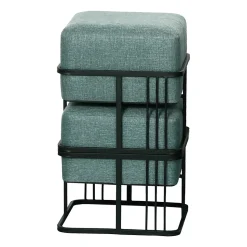 Lot de 2 poufs empilables Tas multifonctionnel carré vert en.casa