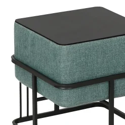 Lot de 2 poufs empilables Tas multifonctionnel carré vert en.casa