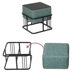 Lot de 2 poufs empilables Tas multifonctionnel carré vert en.casa