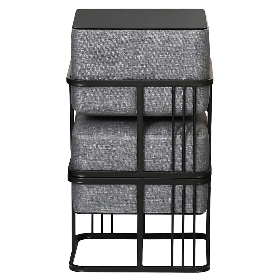 Lot de 2 poufs empilables Tas multifonctionnel carré gris foncé en.casa
