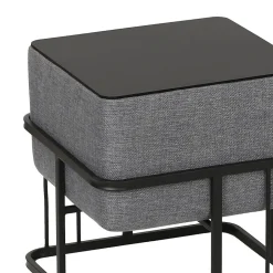 Lot de 2 poufs empilables Tas multifonctionnel carré gris foncé en.casa
