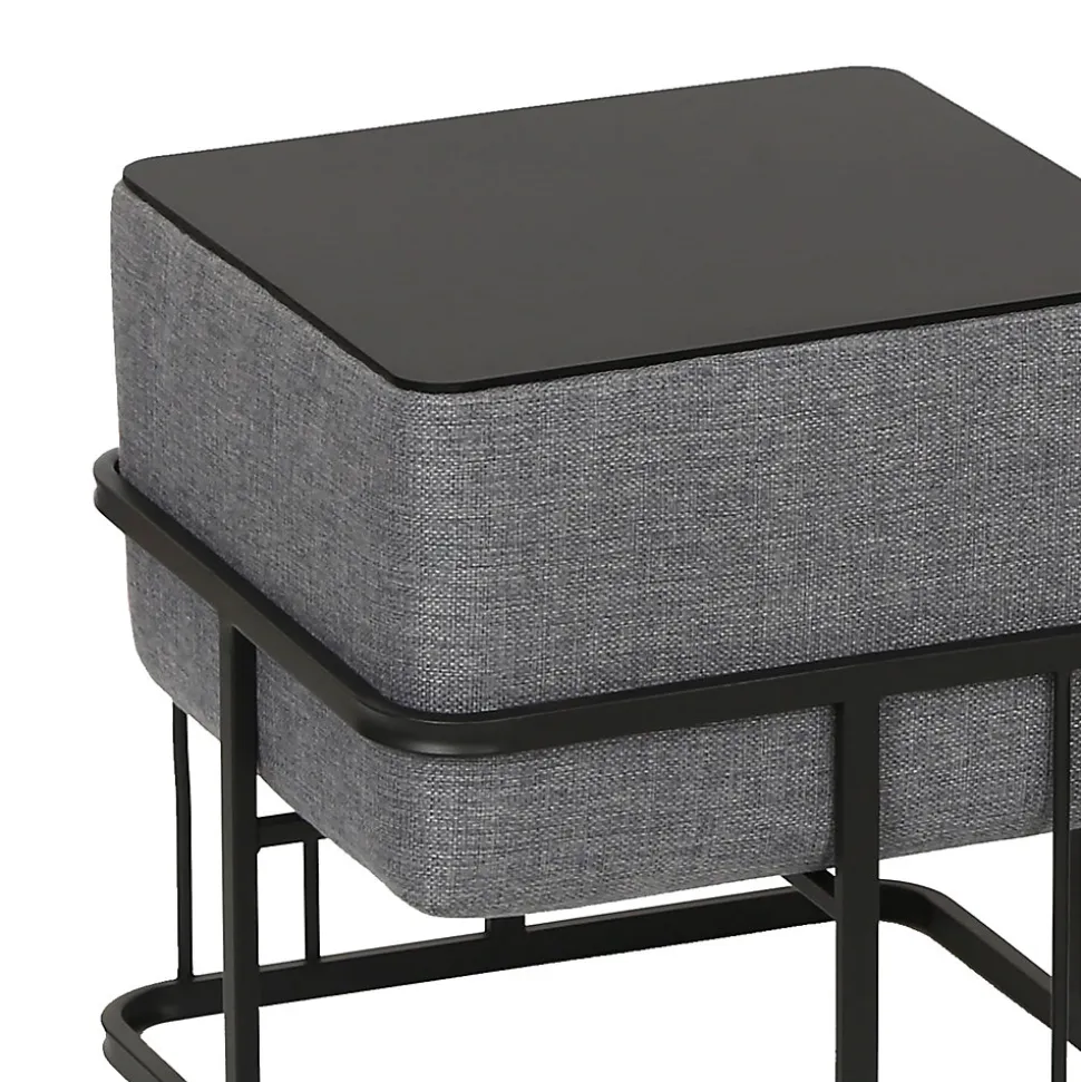 Lot de 2 poufs empilables Tas multifonctionnel carré gris foncé en.casa