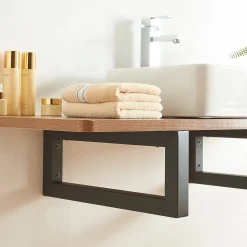 Lot de 2 équerres d'étagère Hawangen acier 45 x 20 cm noir en.casa