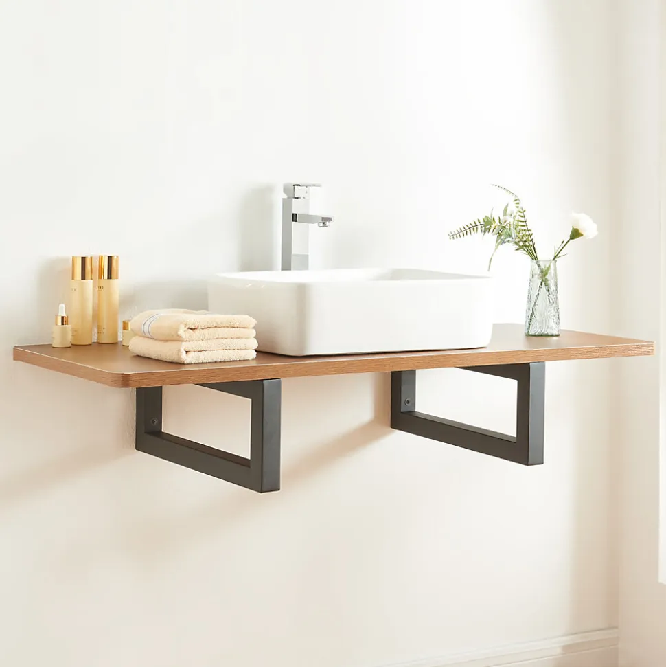 Lot de 2 équerres d'étagère Hawangen acier 45 x 20 cm noir en.casa
