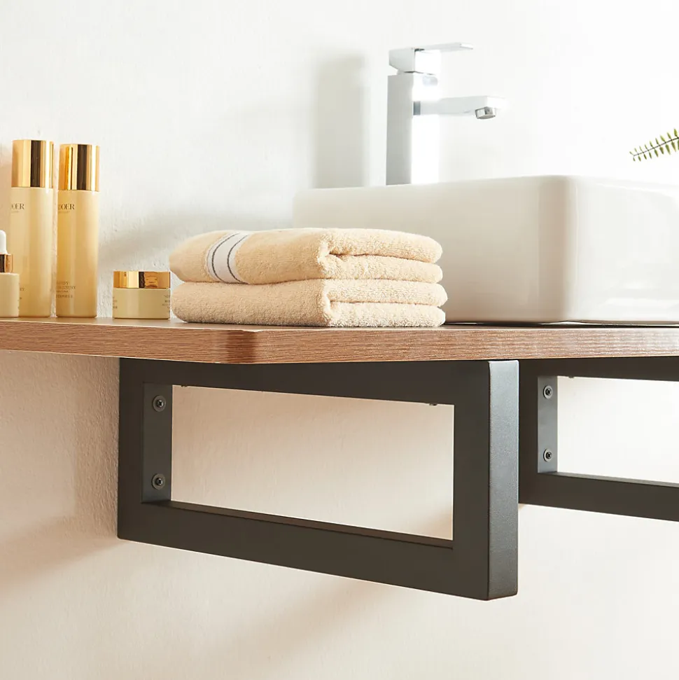 Lot de 2 équerres d'étagère Hawangen acier 40 x 20 cm noir en.casa