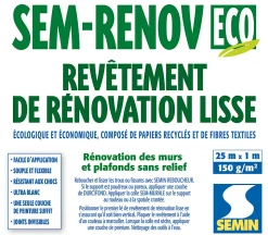 Lot de 3 Revêtements Lisse de Rénovation Sem Renov ECO Semin - Rouleau de 25 x 1 m