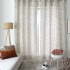 Lot de 2 rideaux à Œillets, 140x240cm, Ecru, Motifs feuilles, Coton Chambray, Collection Lodge, CMADECO