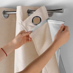 Lot de 2 Rideaux occultant/thermique/phonique doublure amovible 140 x 260 cm Coverline Beige