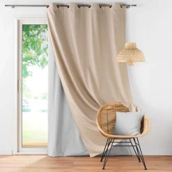 Lot de 2 Rideaux occultant/thermique/phonique doublure amovible 140 x 260 cm Coverline Beige