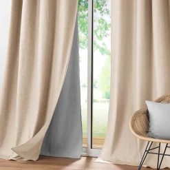 Lot de 2 Rideaux occultant/thermique/phonique doublure amovible 140 x 260 cm Coverline Beige