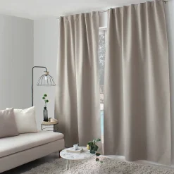 Lot de 2 Rideaux, 100% Occultant, 140x240cm, Beige, Pattes Cachées, Collection Eclipse, CMADECO