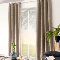 Lot de 2 rideaux à oeillets, obscurcissant, 140x240 cm, beige naturel chiné, collection Natté, CMADECO