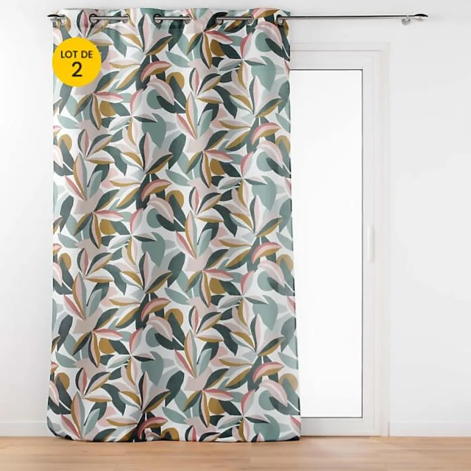 Lot de 2 rideaux a oeillets 140 x 260 cm polyester imprimé Lavinia