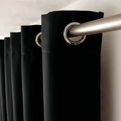 Lot de 2 rideaux Anti-Feu Occultant avec Œillets, Noir, 140x260cm, Catégorie Ignifugé M1, Collection Flamme, CMADECO