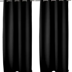 Lot de 2 rideaux Anti-Feu Occultant avec Œillets, Noir, 140x260cm, Catégorie Ignifugé M1, Collection Flamme, CMADECO