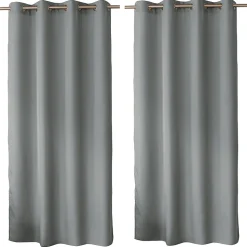 Lot de 2 Rideaux avec Œillets, Gris, 140x240cm, 100% polyester, Collection ZOE, CMADECO