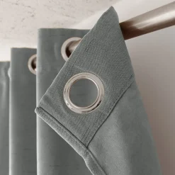 Lot de 2 rideaux obscurcissant thermique fileté avec oeillets, gris, 140x240cm, 100% polyester, collection Floppy, CMADECO