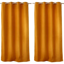 Lot de 2 rideaux obscurcissant thermique fileté avec oeillets, moutarde, 140x240cm, 100% polyester, collection Floppy, CMADECO