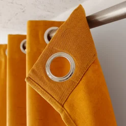 Lot de 2 rideaux obscurcissant thermique fileté avec oeillets, moutarde, 140x240cm, 100% polyester, collection Floppy, CMADECO