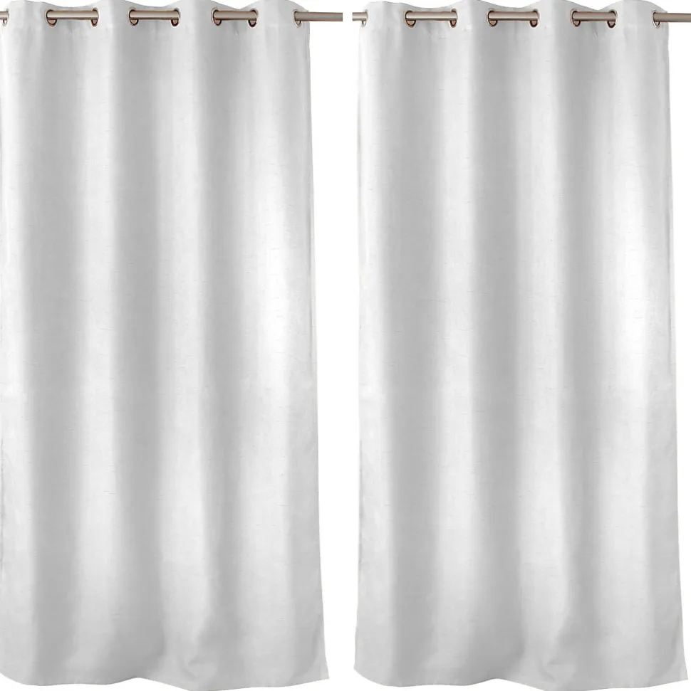 Lot de 2 rideaux obscurcissant thermique avec œillets, blanc glacier, 140x240cm, 100% polyester, collection Floppy, CMADECO