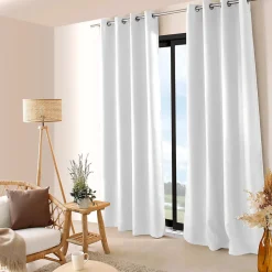 Lot de 2 rideaux obscurcissant thermique avec œillets, blanc glacier, 140x240cm, 100% polyester, collection Floppy, CMADECO