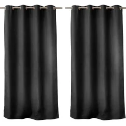 Lot de 2 rideaux obscurcissant thermique fileté avec oeillets, anthracite, 140x240cm, 100% polyester, collection Floppy, CMADECO