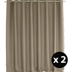 Lot de 2 Rideaux Occultant avec Œillets, Naturel, Grande largeur, 300x240cm, 100% polyester, Collection Réglisse, CMADECO