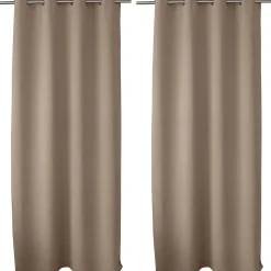 Lot de 2 Rideaux Occultant avec Œillets, Beige Naturel, 140x280cm, 100% polyester, Collection Réglisse, CMADECO