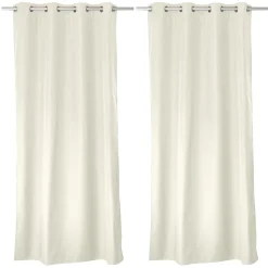 Lot de 2 rideaux thermique avec oeillets, écru, 135x180cm, 100% polyester, collection Glacier, CMADECO