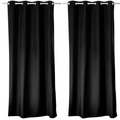 Lot de 2 rideaux thermique avec oeillets, noir, 140x180cm, 100% polyester, collection Glacier, CMADECO