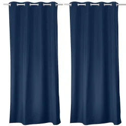 Lot de 2 rideaux thermique avec oeillets, bleu marine, 140x180cm, 100% polyester, collection Glacier, CMADECO