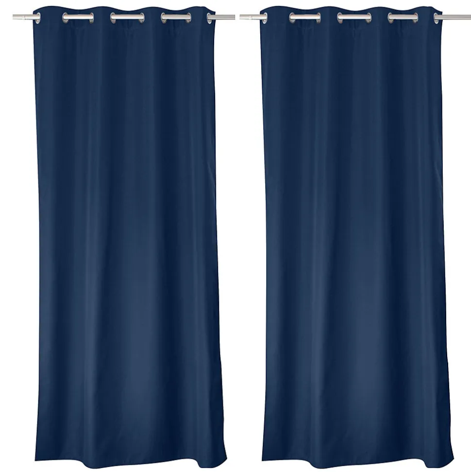 Lot de 2 rideaux thermique avec oeillets, bleu marine, 140x180cm, 100% polyester, collection Glacier, CMADECO