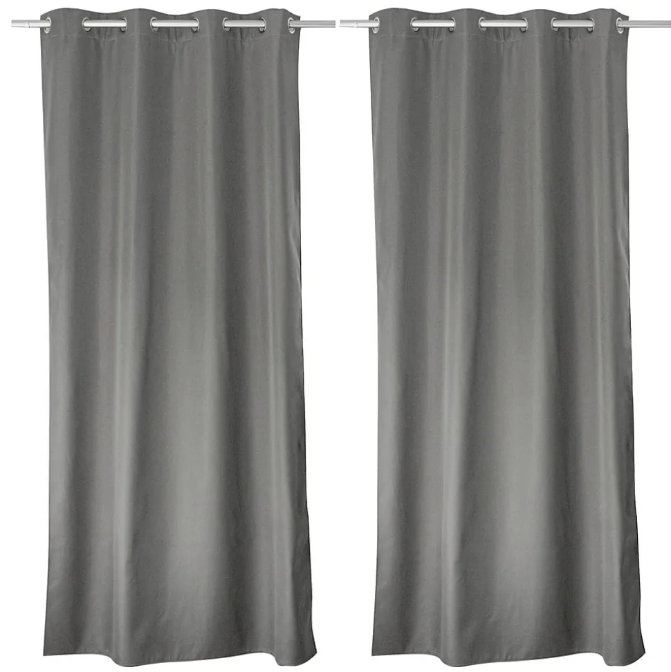 Lot de 2 rideaux thermique avec oeillets, gris, 135x240cm, collection Glacier, CMADECO
