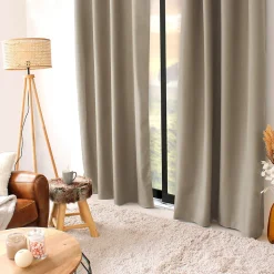Lot de 2 rideaux thermique avec oeillets, beige naturel, 135x240cm, collection Glacier, CMADECO