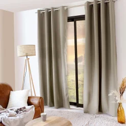 Lot de 2 rideaux thermique avec oeillets, beige naturel, 135x240cm, collection Glacier, CMADECO