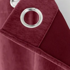 Lot de 2 Rideaux Thermique avec Œillets, Rouge Grenat, Grande Hauteur, 140x260cm, Velours, Collection Velvet, CMADECO