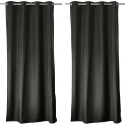 Lot de 2 rideaux thermique avec oeillets, gris foncé, 135x180cm, 100% polyester, collection Glacier, CMADECO