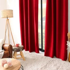Lot de 2 rideaux thermique avec oeillets, rouge, 135x240cm, collection Glacier, CMADECO