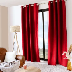 Lot de 2 rideaux thermique avec oeillets, rouge, 135x240cm, collection Glacier, CMADECO