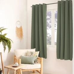 Lot de 2 rideaux thermique avec oeillets, vert gris, 135x180cm, 100% polyester, collection Glacier, CMADECO