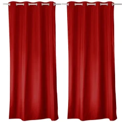 Lot de 2 rideaux thermique avec oeillets, rouge, 140x180cm, 100% polyester, collection Glacier, CMADECO