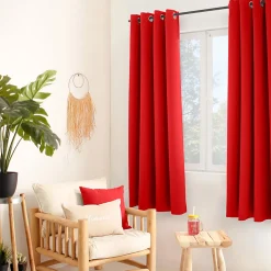 Lot de 2 rideaux thermique avec oeillets, rouge, 140x180cm, 100% polyester, collection Glacier, CMADECO