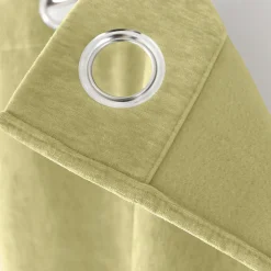 Lot de 2 Rideaux Thermique avec Œillets, Vert Tilleul, Grande Hauteur, 140x260cm, Velours, Collection Velvet, CMADECO