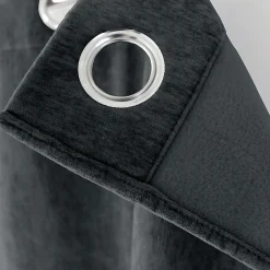 Lot de 2 Rideaux Thermique avec Œillets, Gris Foncé, Grande Hauteur, 140x260cm, Velours, Collection Velvet, CMADECO