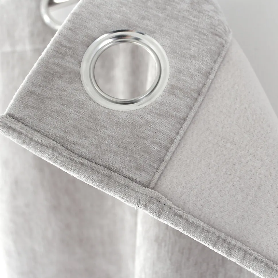 Lot de 2 Rideaux Thermique avec Œillets, Gris Clair, Grande Hauteur, 140x260cm, Velours, Collection Velvet, CMADECO