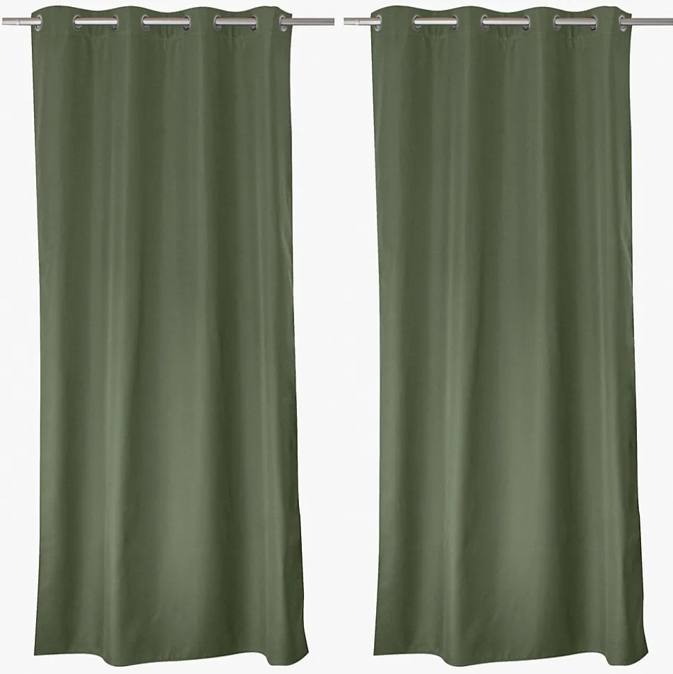 Lot de 2 rideaux thermique avec oeillets, vert gris, 135x240cm, collection Glacier, CMADECO
