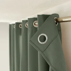 Lot de 2 rideaux thermique avec oeillets, vert gris, 135x240cm, collection Glacier, CMADECO